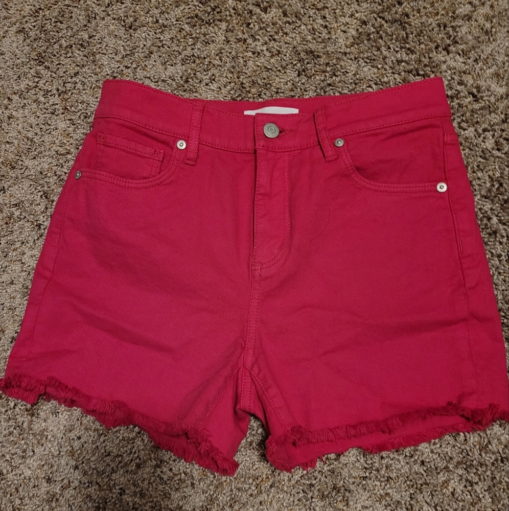 LOFT dark pink Jean Shorts Frayed Hem 26, S